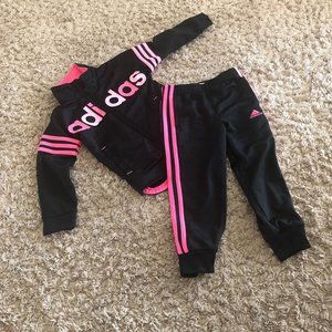 Adidas pink/black 2 piece jogging suit